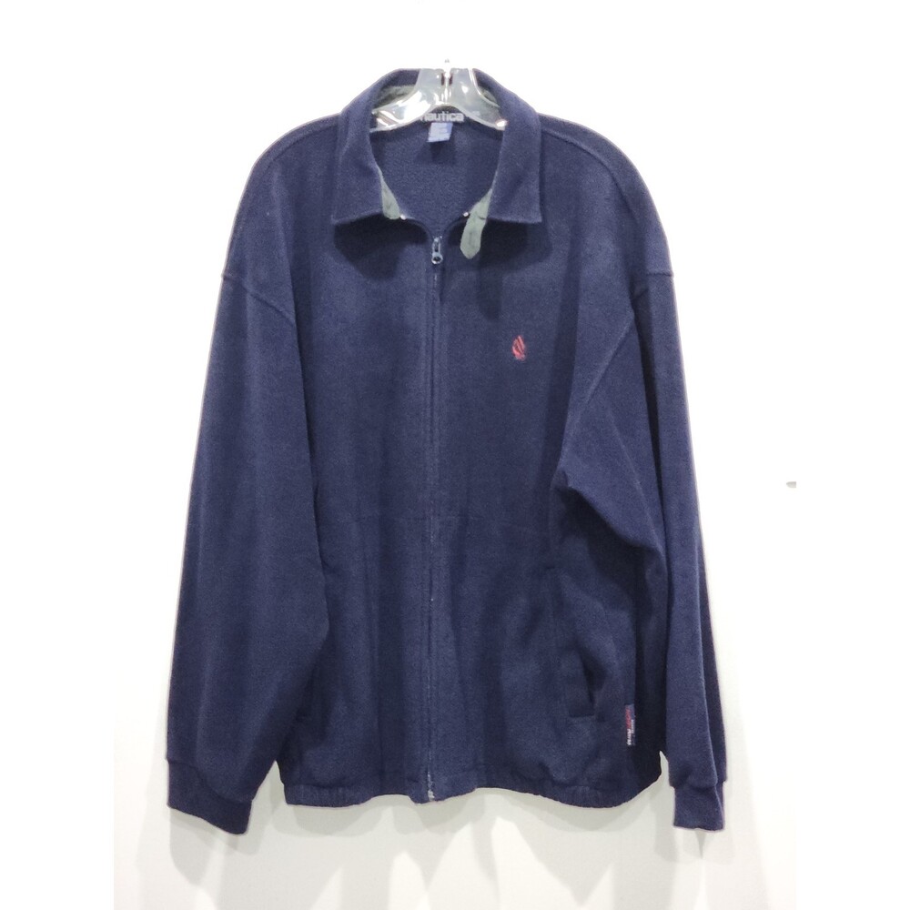 Vintage Nautica Nautech Navy Fleece Full Zip Jacket, XL Tall